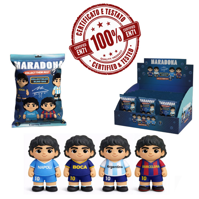 MARADONA Squishy 12cm (In blind bag x cm) In espo da 12pz 4ass…x12…x144